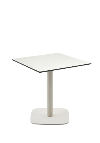 KAVE HOME Dina hagebord, firkantet - hvit HPL og hvitt metall (68x68x70)