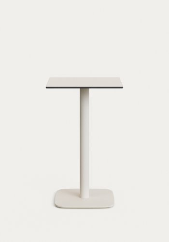 KAVE HOME Dina hyt utendrs barbord, firkantet - hvit HPL og hvitt metall (60x60x96)