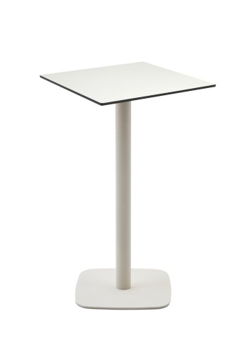 KAVE HOME Dina hyt utendrs barbord, firkantet - hvit HPL og hvitt metall (60x60x96)