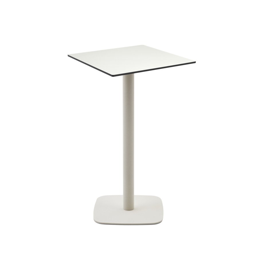 KAVE HOME Dina hyt utendrs barbord, firkantet - hvit HPL og hvitt metall (60x60x96)