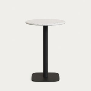 KAVE HOME Saura udendrs hj barbord, firkantet fod - hvid terrazzo og sort metal (70x99)