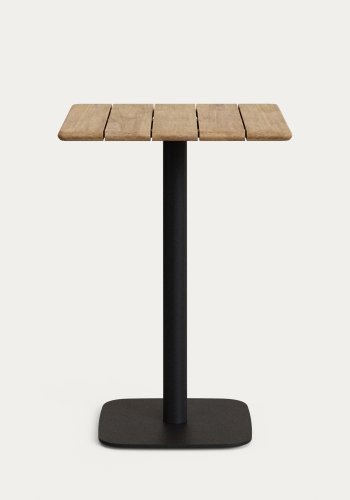 KAVE HOME Saura firkantet barbord med svart stlramme, naturlig finish, akasieplate, 96x70x70cm, FSC100%