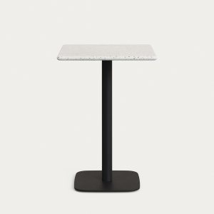 KAVE HOME Saura udendrs hj barbord, kvadratisk - hvid terrazzo og sort metal (70x70x99)