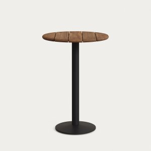 KAVE HOME Saura udendrs hj barbord, rund - valnddefinish akacie og sort stl (70x99)