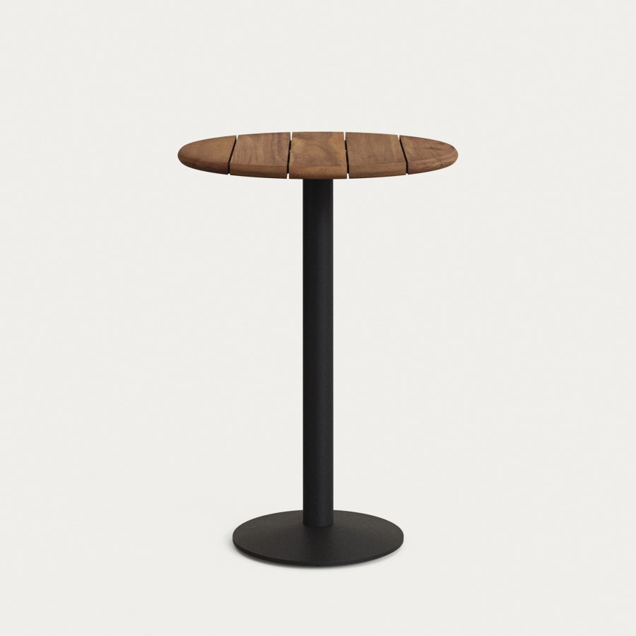 KAVE HOME Saura hyt barbord med akasieplate i valnttfinish og svart stlbase 70x99cm