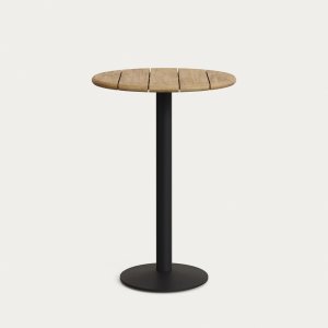 KAVE HOME Saura udendrs hj barbord, rund - natur akacie og sort stl (70x99)