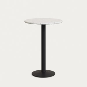 KAVE HOME Saura udendrs hj barbord, rund - hvid terrazzo og sort metal (70x96)