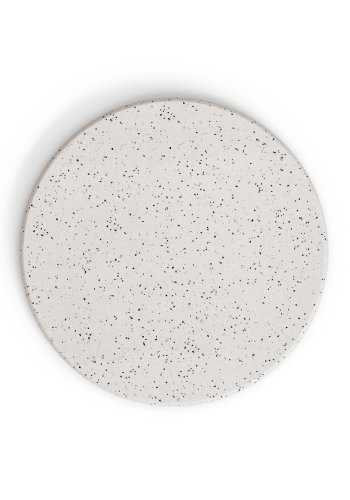 KAVE HOME Saura rundt hyt barbord laget av svart metall med hvit terrazzo-plate, 96 x 70 cm
