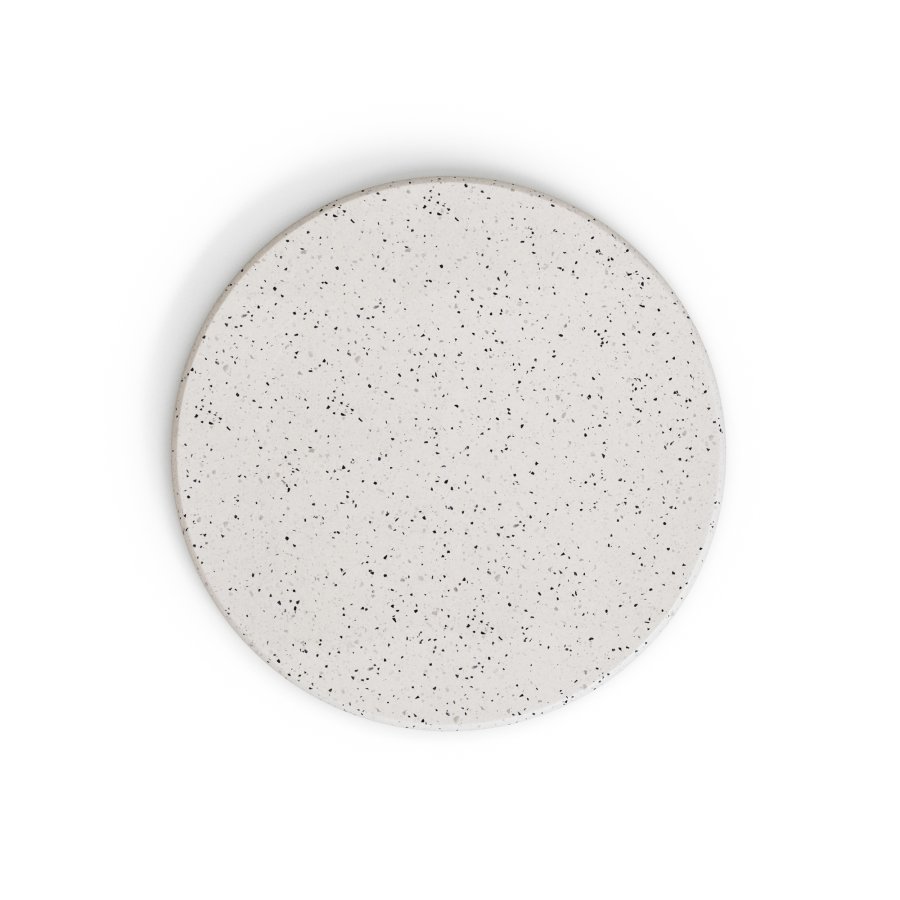 KAVE HOME Saura rundt hyt barbord laget av svart metall med hvit terrazzo-plate, 96 x 70 cm