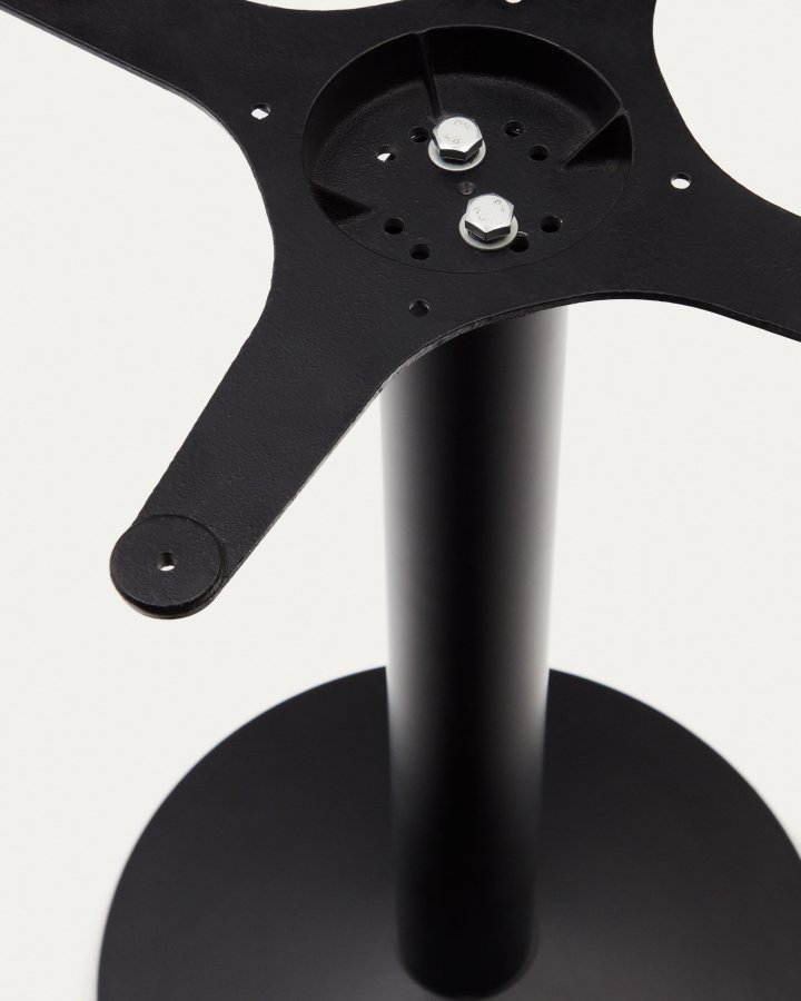 KAVE HOME Saura rundt hyt barbord laget av svart metall med hvit terrazzo-plate, 96 x 70 cm