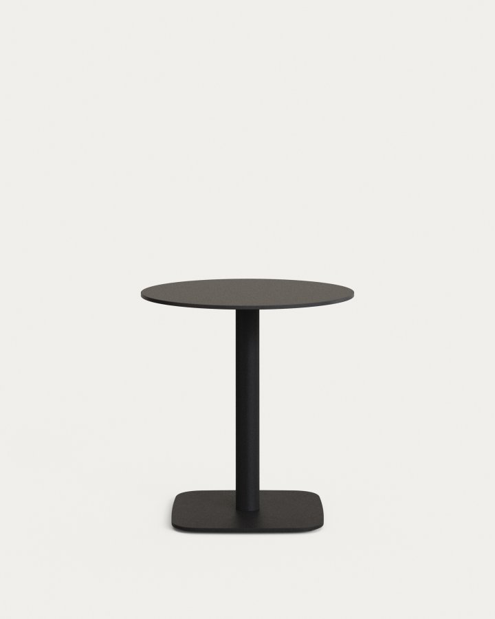 KAVE HOME Dina hagebord, rundt - sort HPL og svart metall (68x70)