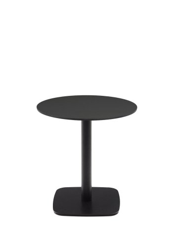 KAVE HOME Dina hagebord, rundt - sort HPL og svart metall (68x70)