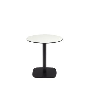 KAVE HOME Dina havebord, rund - hvid HPL og sort metal (68x70)