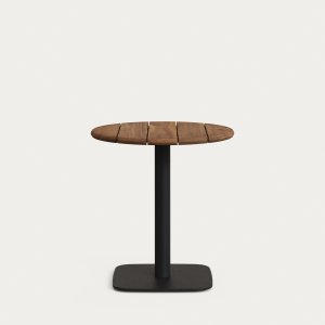 KAVE HOME Saura havebord, rund - valnddefinish akacie og sort metal (70x74)