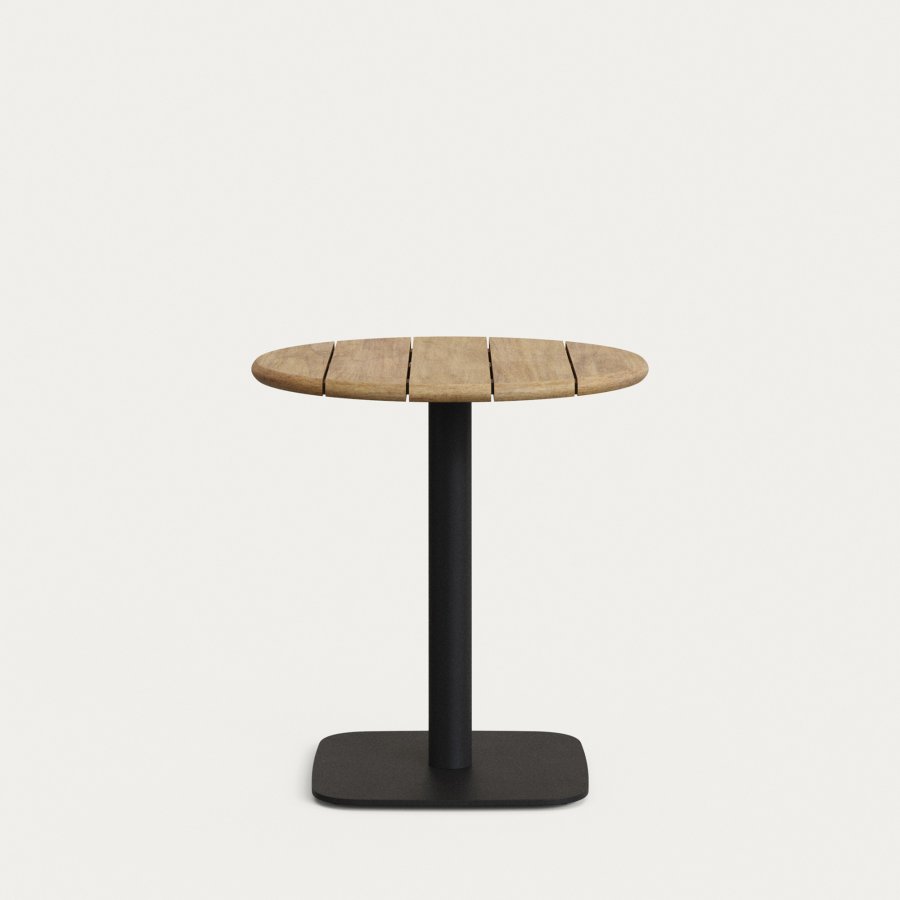 KAVE HOME Saura barbord med naturlig akasieplate og svart metallbase 70x74cm