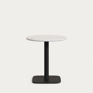 KAVE HOME Saura haverbord, rund - hvid terrazzo og sort metal (70x74)