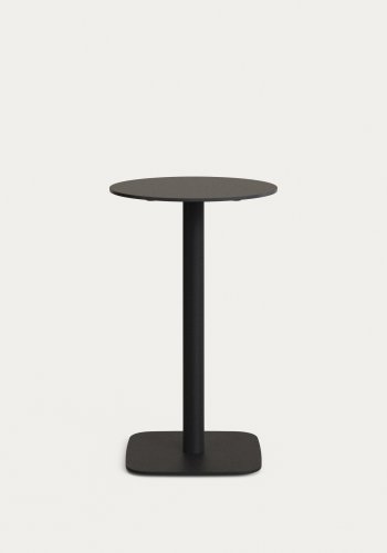KAVE HOME Dina hyt utendrs barbord, rundt - svart HPL og svart metall (60x96)
