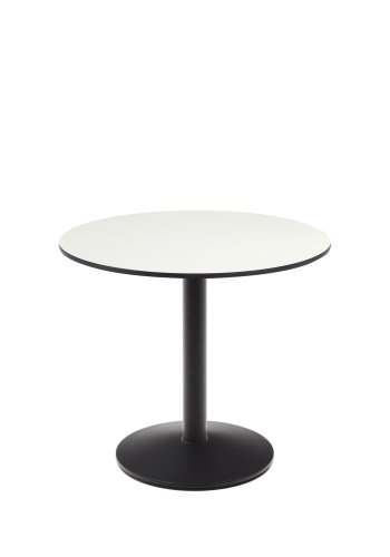 KAVE HOME Esilda rundt utebord i hvitt med metallben i svartmalt utfrelse, 90 x 70 cm