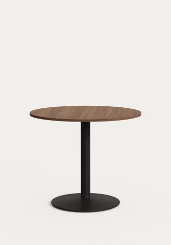 KAVE HOME Esilda salongbord, rundt - valnttfinish melamin og svart metall (90)