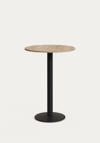 KAVE HOME Esilda barbord, rundt - naturlig finish melamin og sort metall (60)