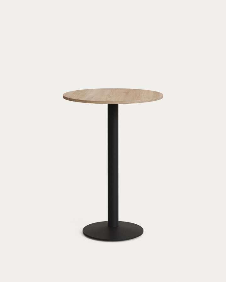 KAVE HOME Esilda barbord, rundt - naturlig finish melamin og sort metall (60)