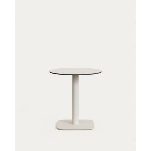 KAVE HOME Dina havebord, rund - hvid HPL og hvid metal (68x70)