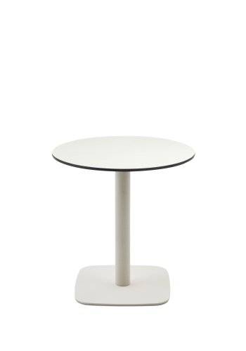 KAVE HOME Dina hagebord, rundt - hvit HPL og hvitt metall (68x70)