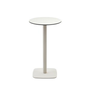 KAVE HOME Dina hjt udendrs barbord, rund - hvid HPL og hvid metal (60x96)