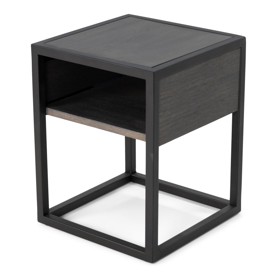 SPINDER DESIGN Diva One-Nightstand nattbord, m. 1 hylle - oljet eik og sort stl (40x40)
