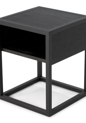 SPINDER DESIGN Diva One-Nightstand nattbord, m. 1 hylle - svart eik og svart stl (40x40)