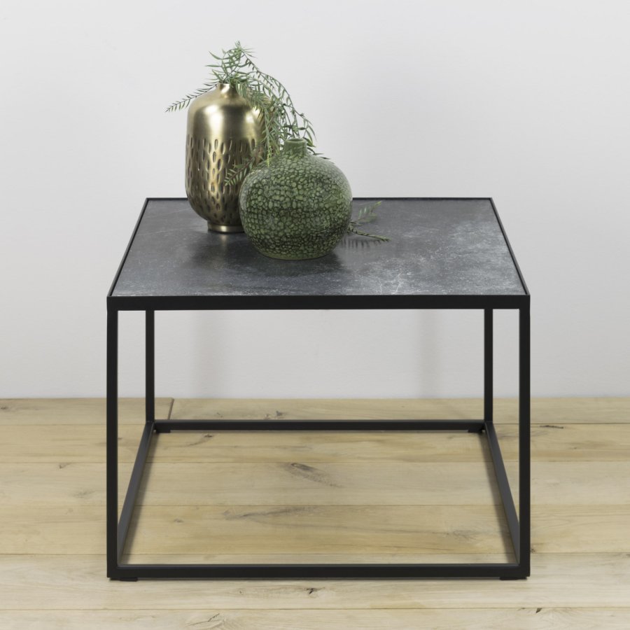 SPINDER DESIGN Tijl sofabord - sort keramik og sort stl (60x60)