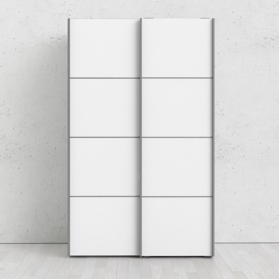 
TVILUM Verona garderobeskab - hvid laminat, to skydelåger
