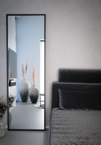 BROSTE COPENHAGEN Talja veggspeil - klart/svart speilglass/metall, rektangulrt (180x60)