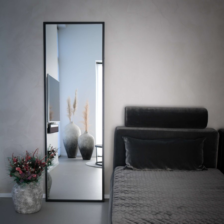 BROSTE COPENHAGEN Talja veggspeil - klart/svart speilglass/metall, rektangulrt (180x60)