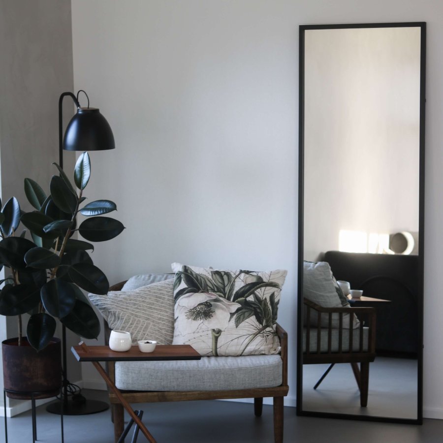 BROSTE COPENHAGEN Talja veggspeil - klart/svart speilglass/metall, rektangulrt (180x60)