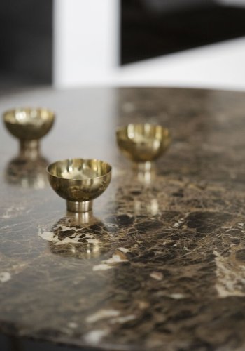 ROWICO Taransay spisebord, rundt - brun marmor og brun eik (125)