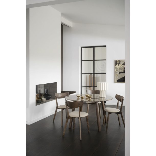 Ami Spisebordsstol - Beige Stof og Brun Eg