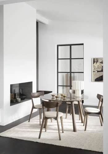 ROWICO Ami spisebordsstol - beige stof og brun eg