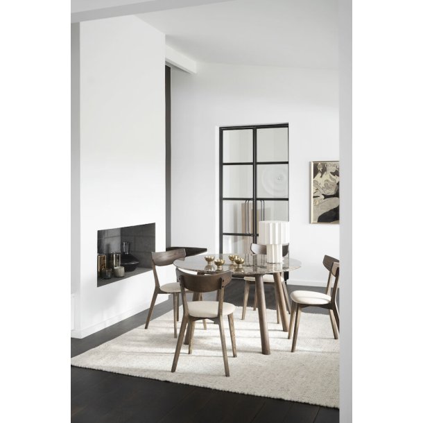 Ami Spisebordsstol - Beige Stof og Brun Eg