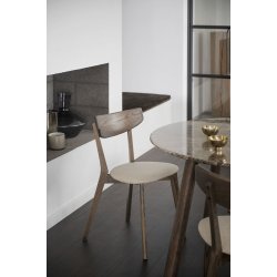 Ami Spisebordsstol - Beige Stof og Brun Eg