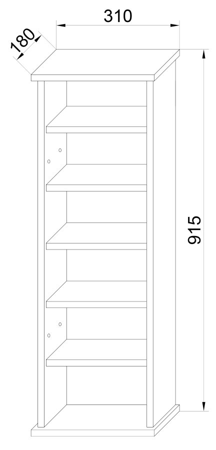 VCM NORDIC Tilano M Regal für CDs und DVDs, mit 1 Glastür und 5 Einlegeböden – Holz anthrazitgrau