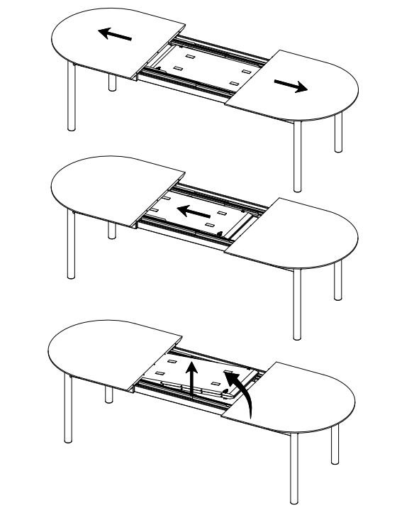 Gallina spisebord, med 2 tilleggsplater - naturlig eikefiner og lamelleik (100x190-280)