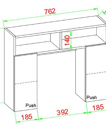 VCM NORDIC Tinoli toalett veggskap, m. 2 drer, 2 hyller, 2 pne omrder - hvitt tre