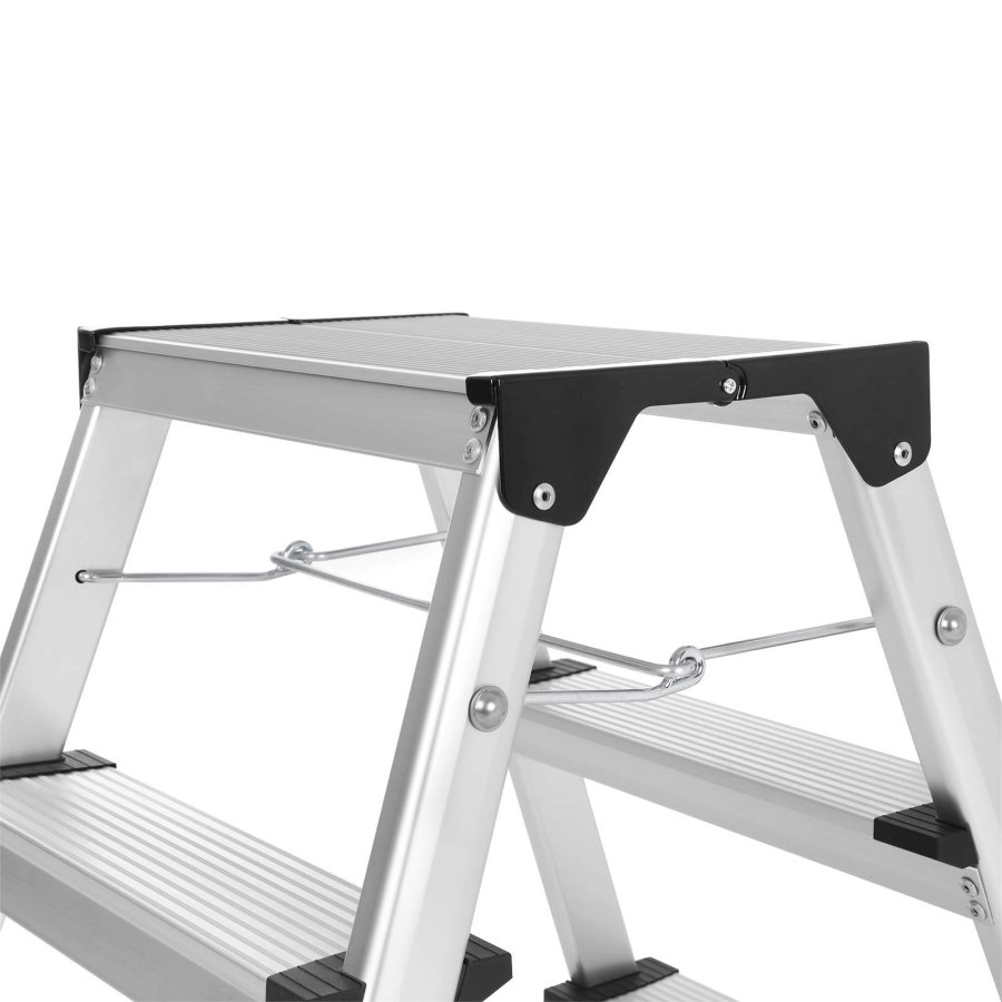 SONGMICS GLT23K stige, med trinn p� begge sider, sammenleggbar - aluminium