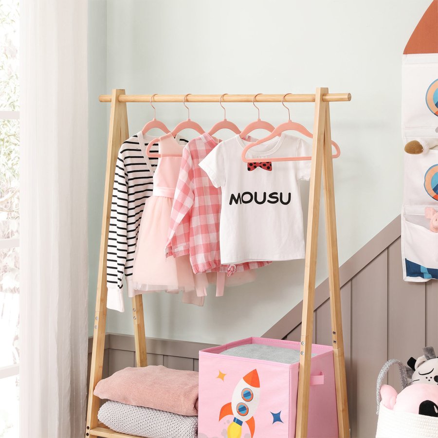 SONGMICS CRF027P01 t�jb�jler til baby - rosaguldkroge st�l og lyser�d fl�jl (s�t med 50)