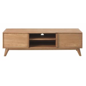 Deluxe TV-bord, m. 2 lger og 1 hylde - natur egefinér (150x42)