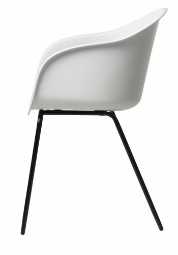 Elegance spisebordsstol, med armlener - hvit polypropylen og svart metall