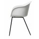 Elegance spisebordsstol, med armlener - hvit polypropylen og svart metall