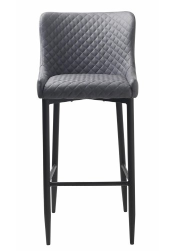 Summit barstol, m. rygln og fodsttte - gr PU og sort metal