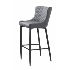 UNIQUE FURNITURE Ottowa Barstol, med Ryggstöd och Fotstöd - Gr PU och Svart Metall